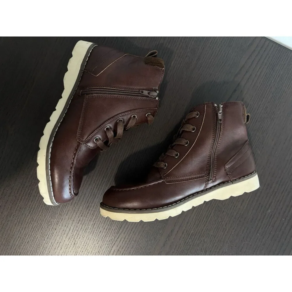 BIG KID SIZE 5 Steve Madden Boy Ankle Boot‎ Boots Shoes Brown Buster Winter Boys